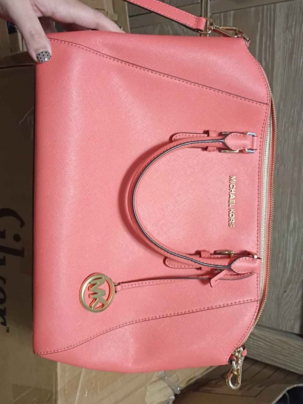 Michael Kors Jet Set Travel Saffiano Satchel in Pink